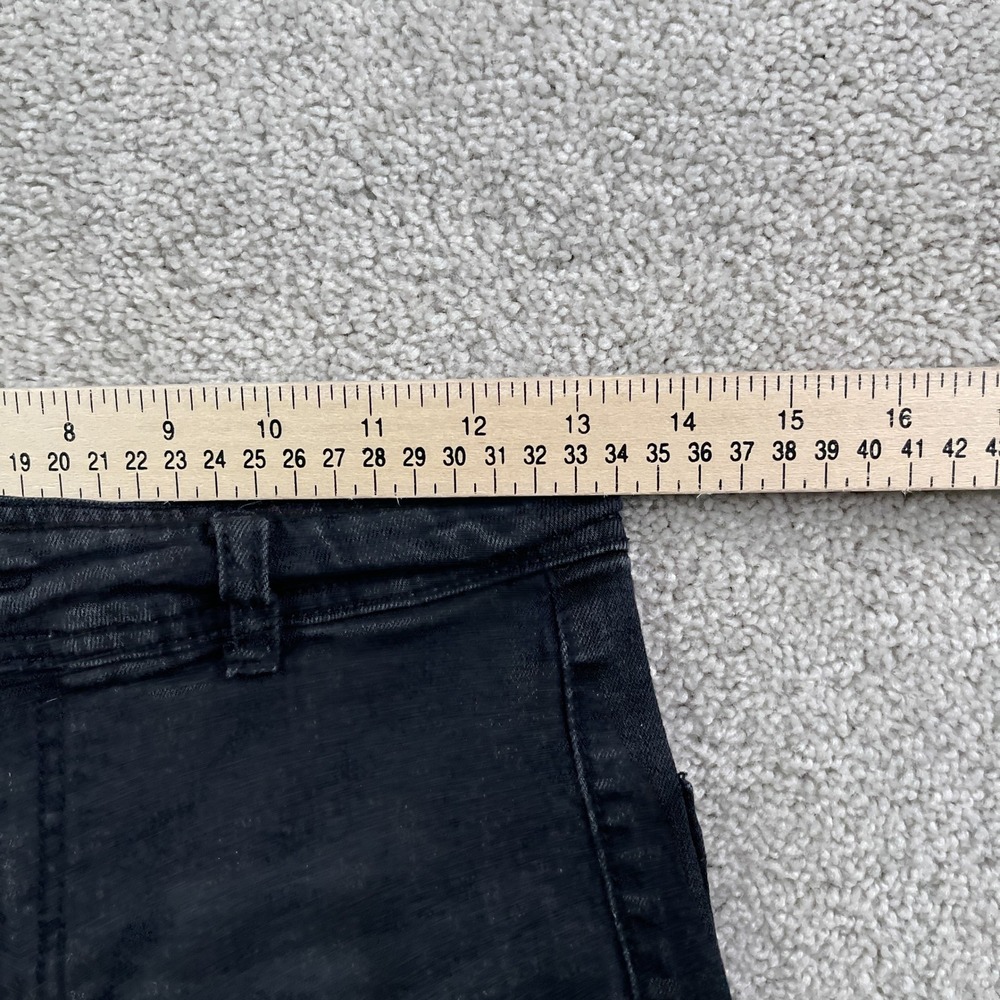 OAT New York Jeans Women 6 28 Black Wide Leg High Rise Raw Hem Stretch Denim - Picture 5 of 10